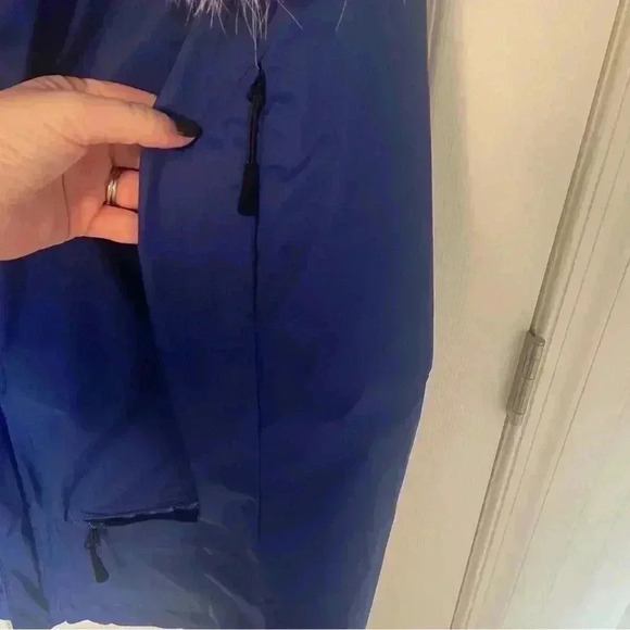 Ralph Lauren Women Large Royal Blue Faux Fur Down Winter Puffer Jacket Coat - Picture 5 of 12